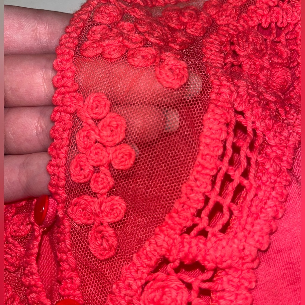 Red Debbie morgan lace top t-shirt